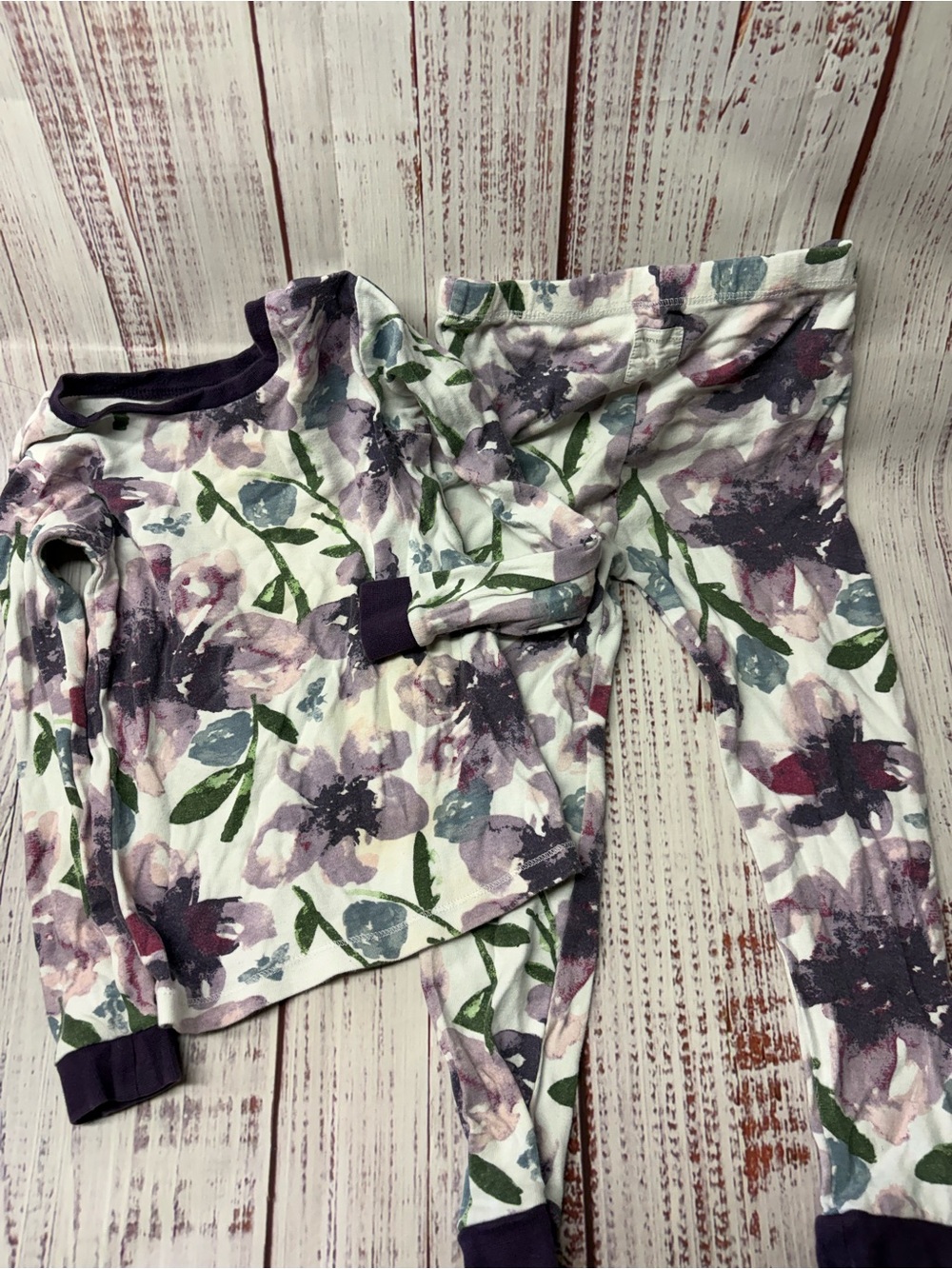 Burt's Bees Purple, Green & White Floral Pajama Set